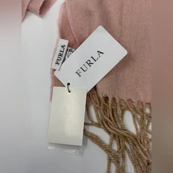 Furla x Moon Bat Japan Collab Real Fox Fur Trim Scarf with Fringe NWT - Picture 2 of 7